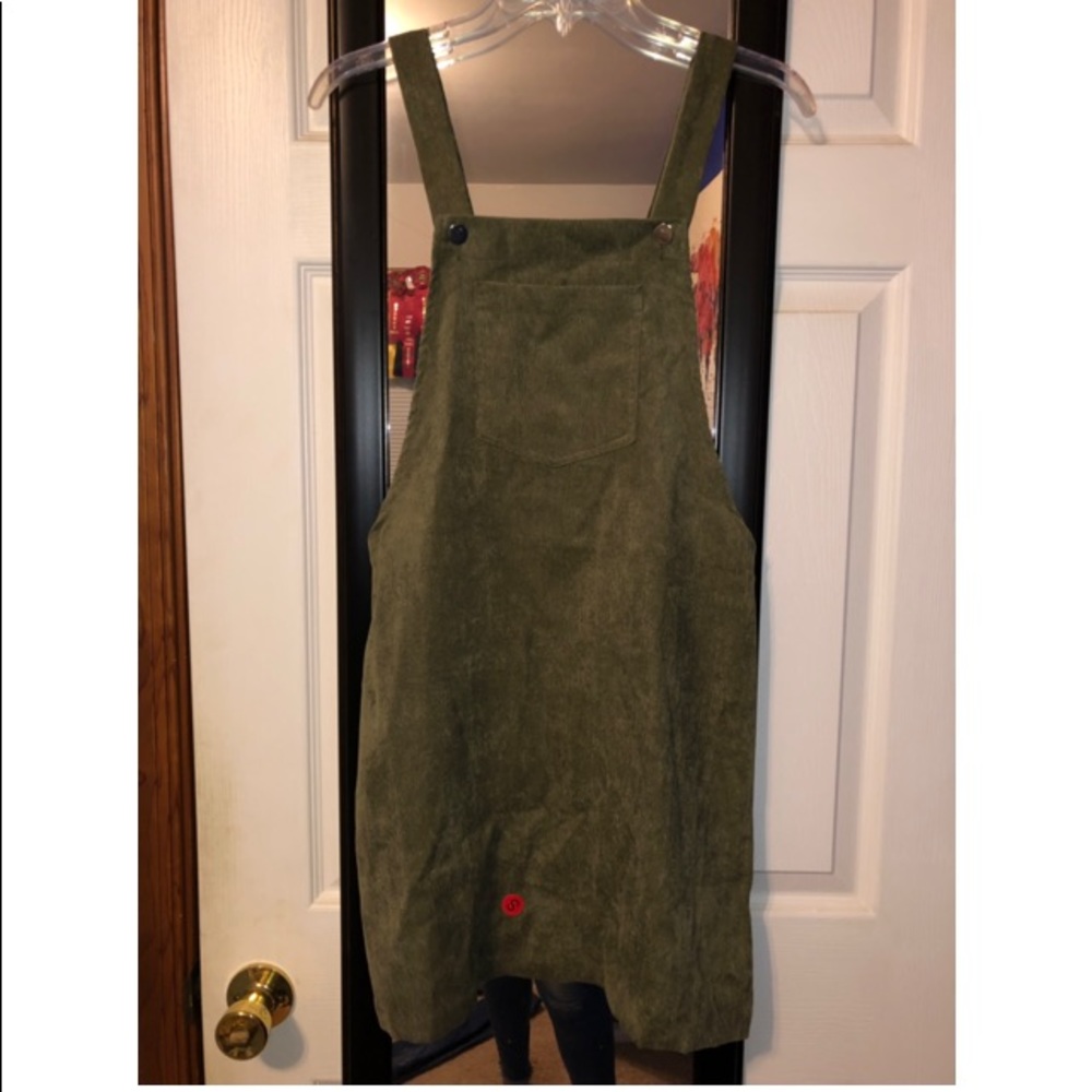 olive green overall dress